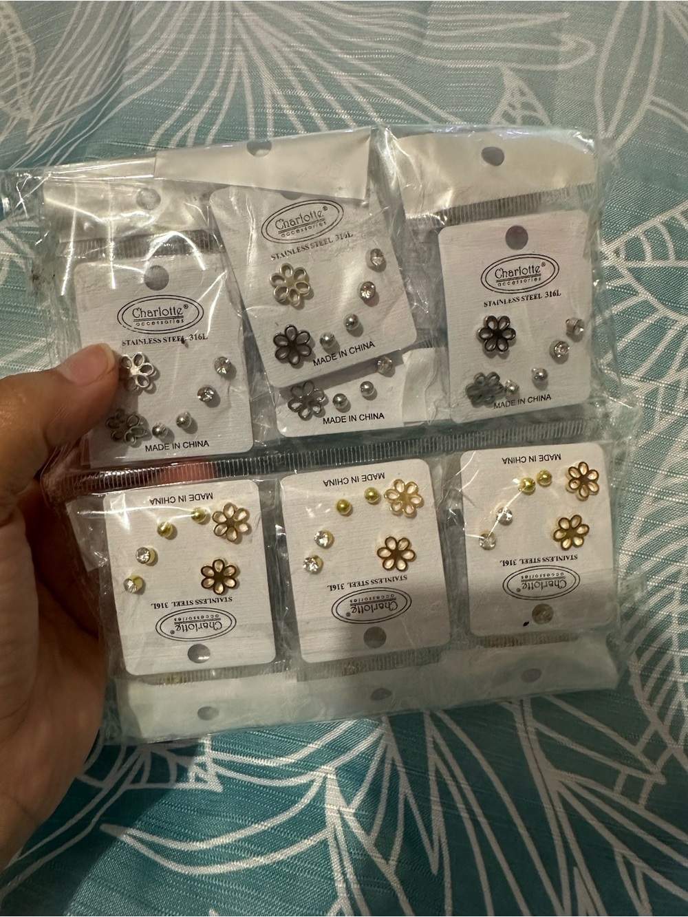 Pack of 12 stainless steel earrings